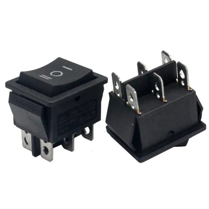 16A 250V DPDT Momentary Rocker Switch 6 Leg